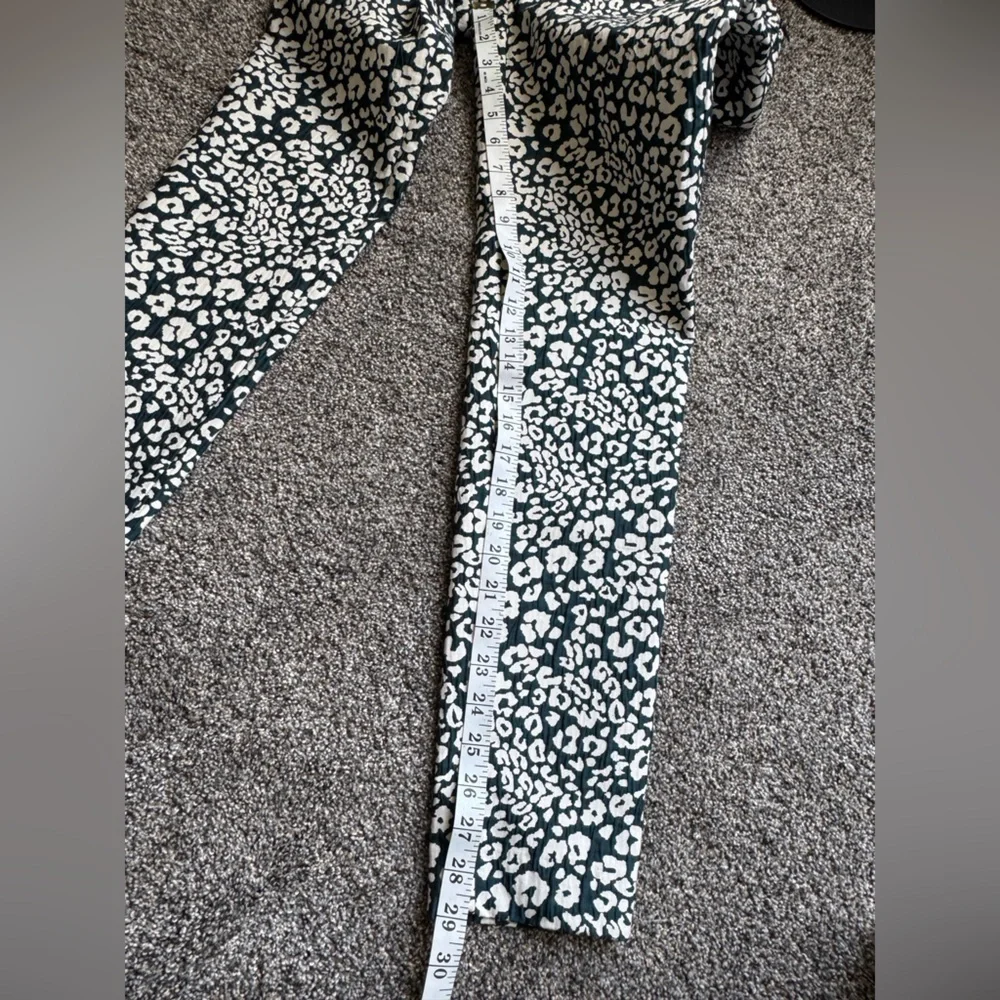 Zara Basic leopard cheetah Print‎ white cream teal blue dress pants skinny XS